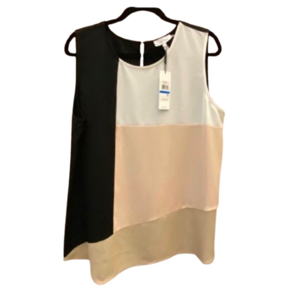🆕 Calvin Klein CK Women's Sleeveless Colorblock Cami Camisole Blouse XL 16 - Picture 5 of 13